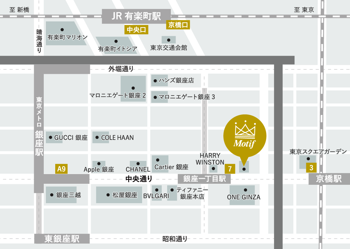 モティーフ銀座クリニック地図