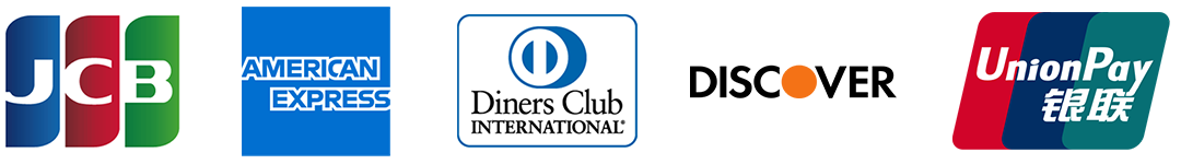 ご利用可能クレジットカード：JCB、AMERICANEXPRESS、DinersClub、DISCOVER、UnionPay（銀聯）