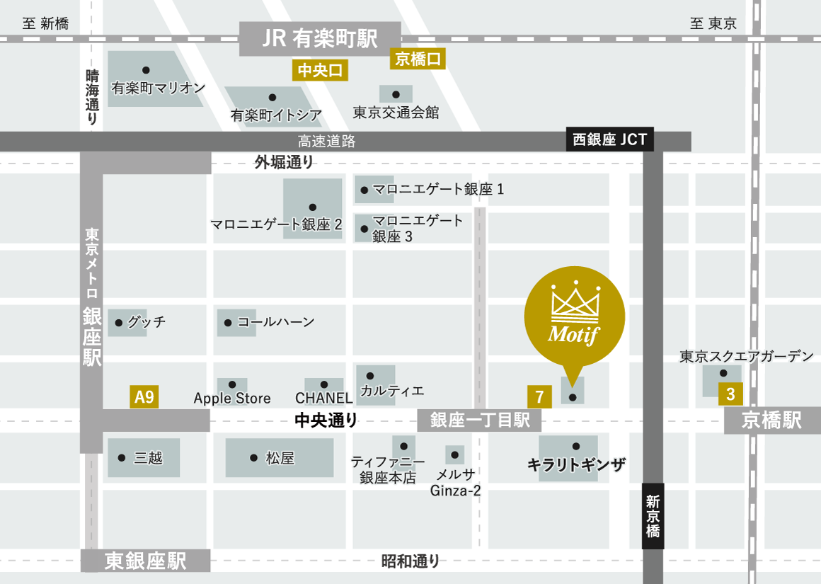 モティーフ銀座クリニック地図